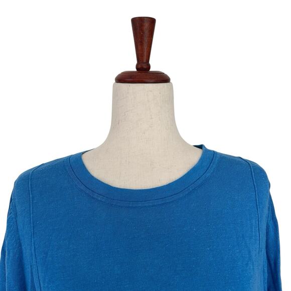 J. Jill Blue Linen Sweater Top Large Linen & Cotton Blend Lagenlook Breezy Boho - Picture 5 of 10